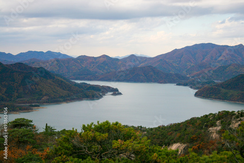 a lake surrounded by mountains in Korea © Aiden