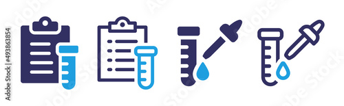 Medical test with test tube icon collection isolated on white background.
