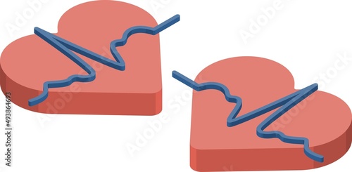 立体的でアイソメトリックな心電図のイメージのイラスト、２パターン.