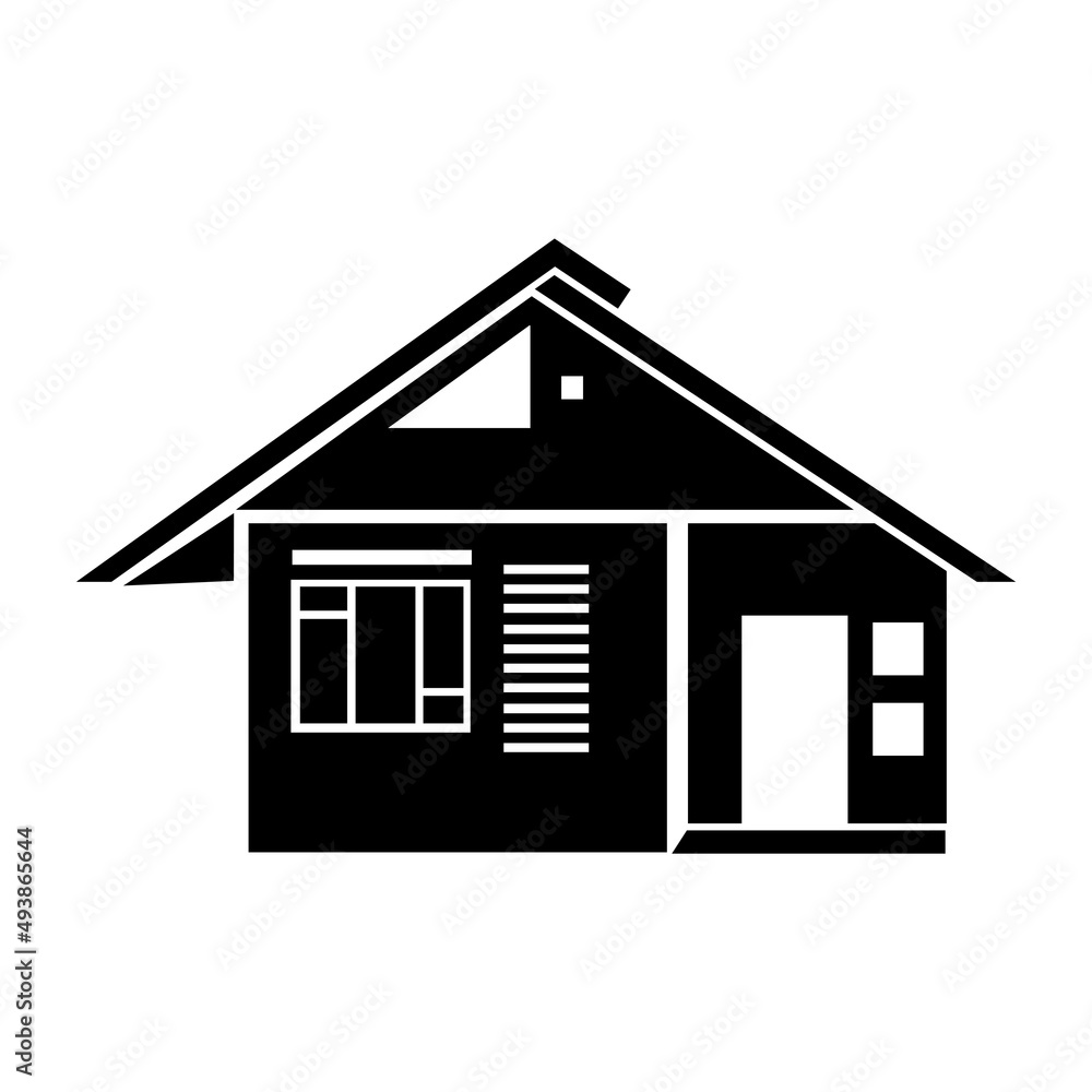 Black house silhouette icon vector. Flat design. Vector Illustration on white background. Black house silhouette icon vector. Flat design. Vector Illustration on white background.
