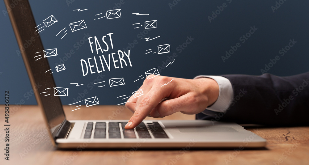 Businessman working on laptop, e-commerce concept Businessman working on laptop, e-commerce concept