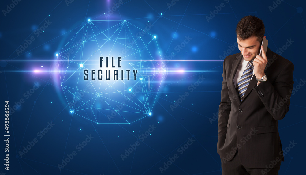 businessman thinking about security concept businessman thinking about security concept