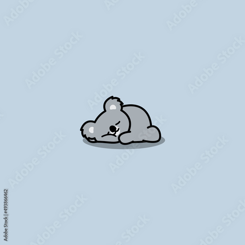 lazy koala sleeping cartoon, vector illustration