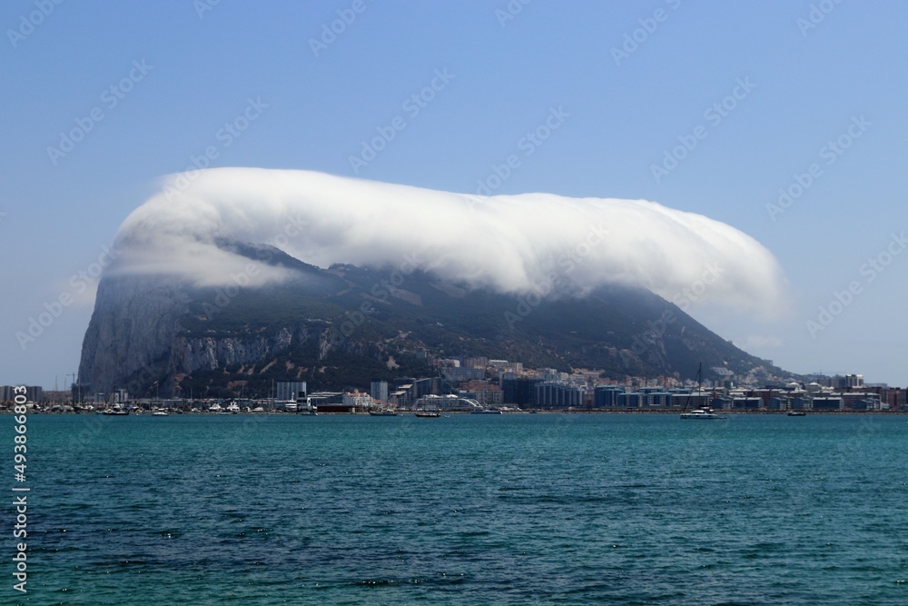 Rock of Gibraltar in the clouds