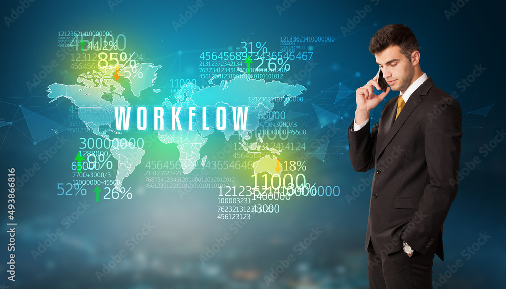 Businessman thinking about market concept Businessman thinking about market concept