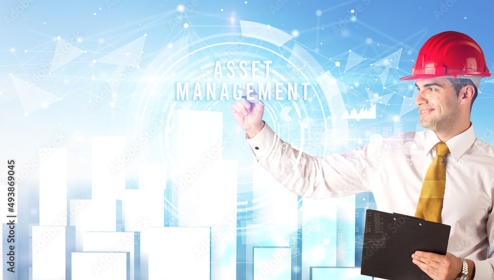 Handsome businessman with helmet drawing Handsome businessman with helmet drawing