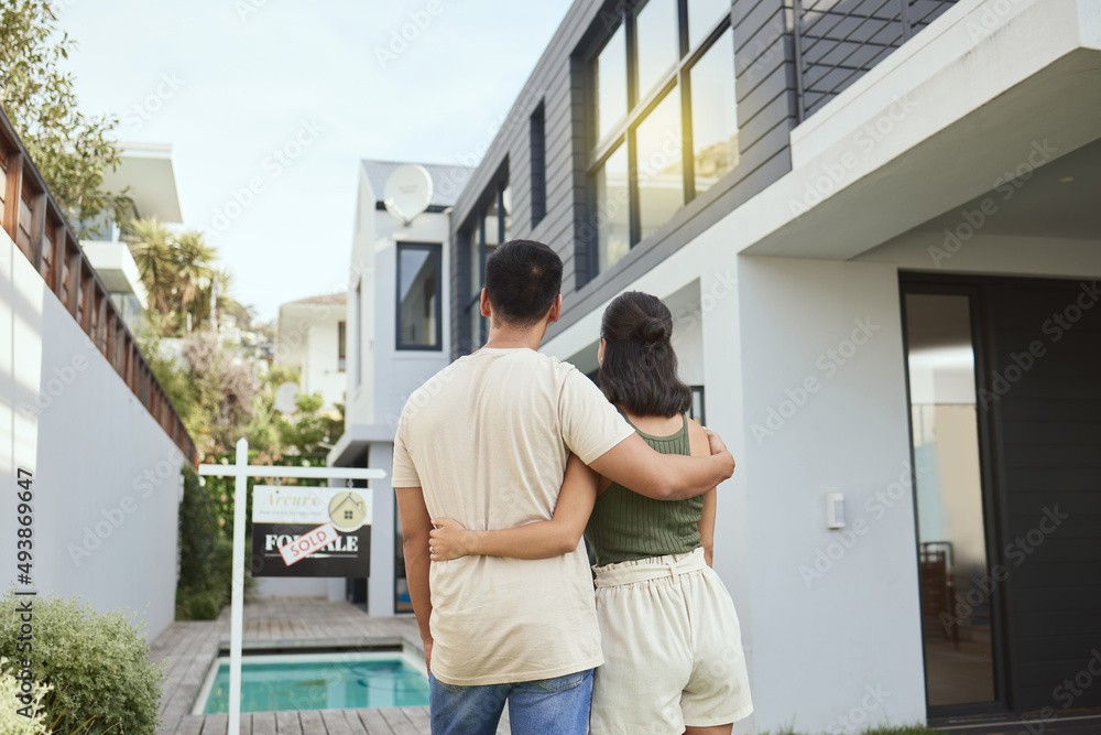 custom made wallpaper toronto digitalThis is ours now. Rearview shot of a young couple standing outside their new home.