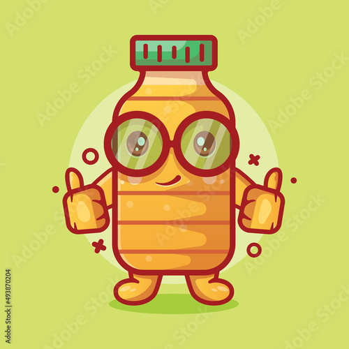 cute cooking oil bottle character mascot with thumb hand gesture isolated cartoon in flat style design
