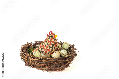 craft chicken in a nest with eggs