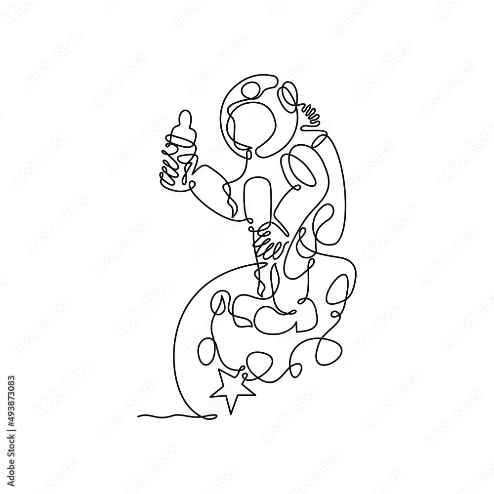 Continuous Line Drawing of Astronaut