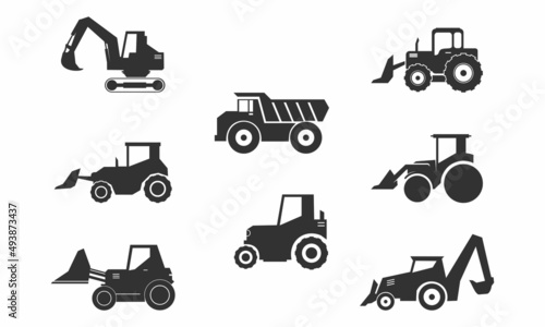 Heavy equipment set illustration vector design