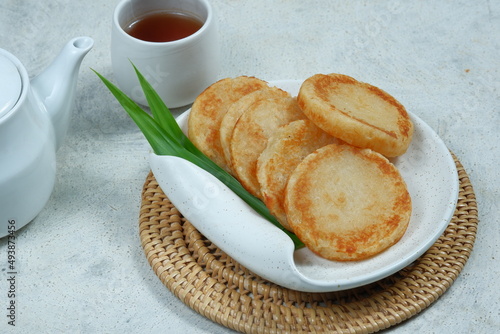 Wingko (wingko babat ) or javanese pancake.is a Indonesian traditional food, a sweet snack made from young coconut, glutinous rice flour and sugar photo