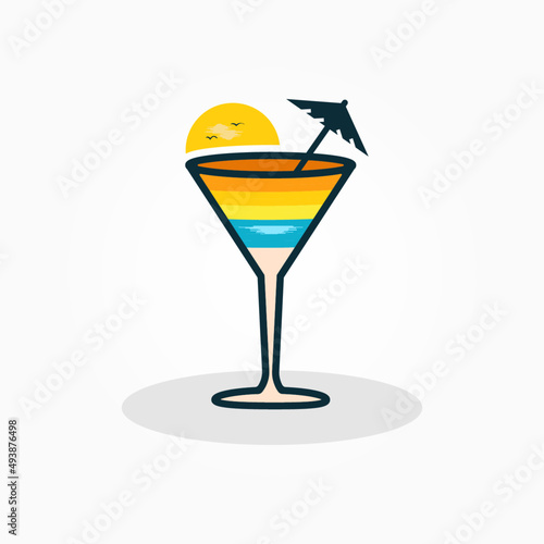 cocktail glass with beach vibe