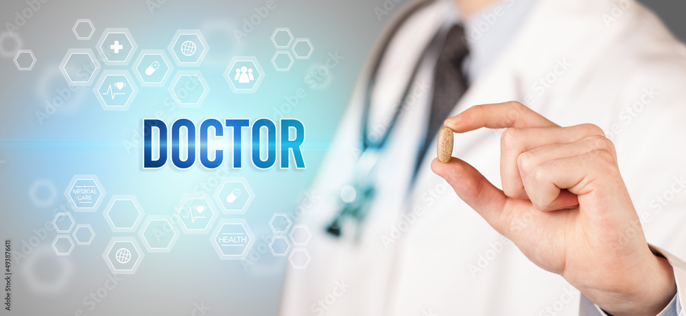 Close-up of a doctor giving you a pill Close-up of a doctor giving you a pill