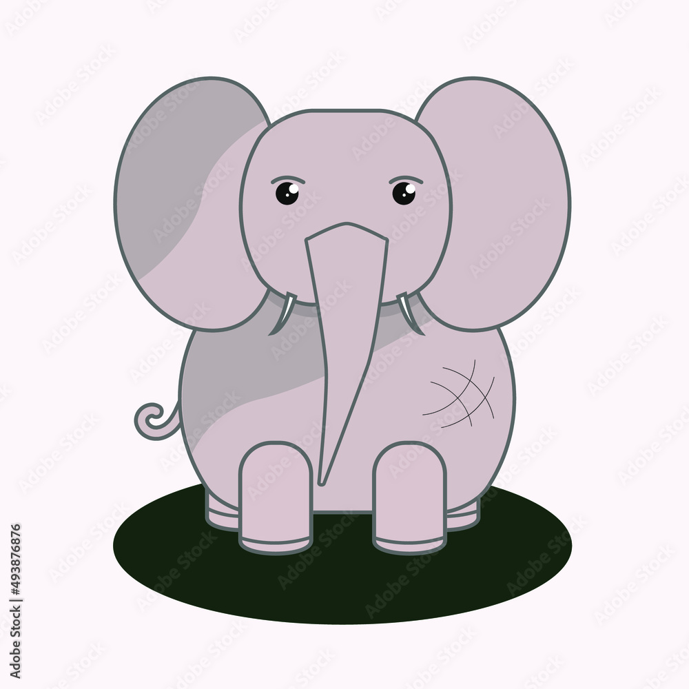 Obraz premium A simple drawing of a baby elephant on an isolated white background.