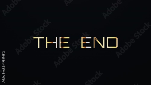 The End text word gold light animation loop with glitch text effect. 4K 3D seamless looping The End effect element for Cinema trailer, Sales Marketing title banner. Old Gaming Console Style.
