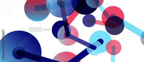 Abstract background. Round dots connected by lines. Trendy techno business template for wallpaper, banner, background or landing