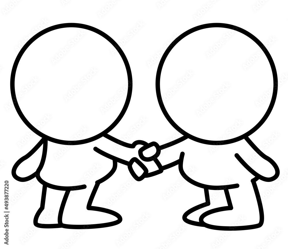 It is an illustration of a two-headed white person shaking hands. It is an illustration of a two-headed white person shaking hands.