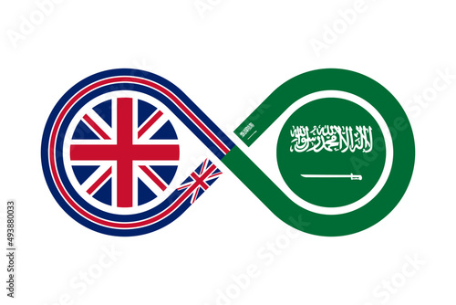 unity concept. english and saudi arabian arabic language translation icon. vector illustration isolated on white background