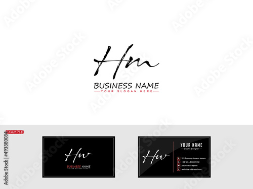 Brush HM Logo, Handwriting and Signature Hm h&m Logo Letter Vector Icon Design With Unique business card design