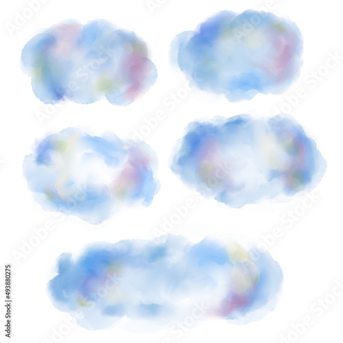 Watercolor clouds shape painting isolated
