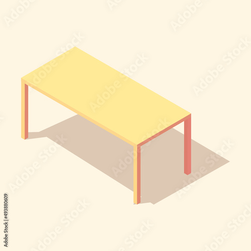 Isometric office table, white empty table, furniture for office and business start-up. 3d suburban isometric illustration. Isolated on white vector.