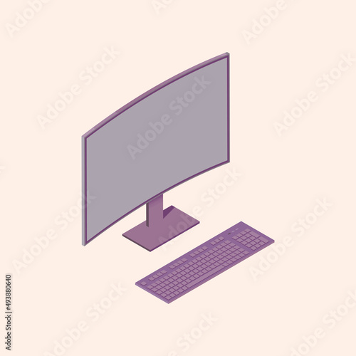 isometric computer for school, university, office and study. 3d suburban isometric illustration. Isolated vector.