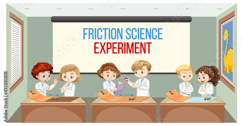 Scientist kids doing friction experiment