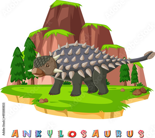Dinosaur wordcard for ankylosaurus