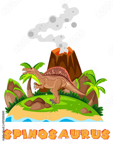 Prehistoric island with spinosaurus