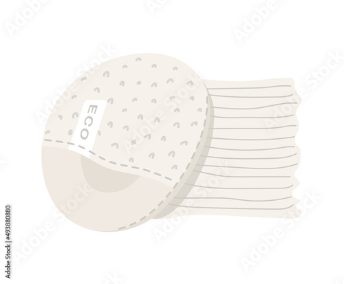 Reusable cotton pads. Bamboo makeup remover wipe. Eco friendly products for skin care. Zero waste concept. No plastic. Vector illustration in flat cartoon style. Save the planet.
