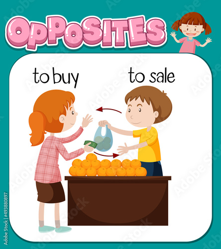 Opposite words for to buy and to sale
