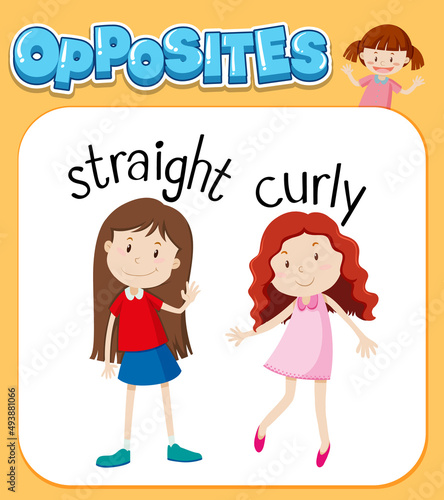 Opposite words for straight and curly