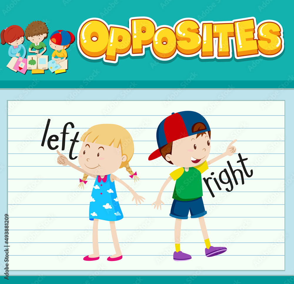 Education word card of English opposites word Education word card of English opposites word