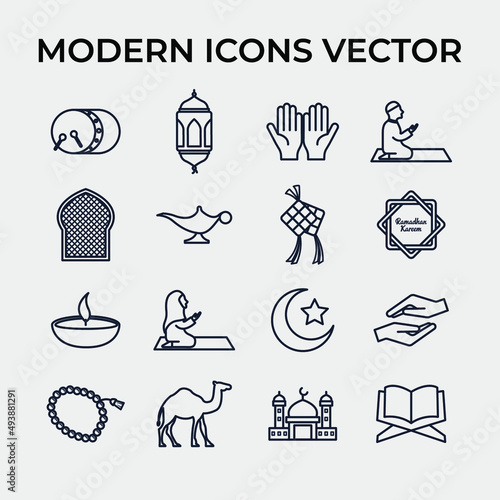 ramadan set icon symbol template for graphic and web design collection logo vector illustration