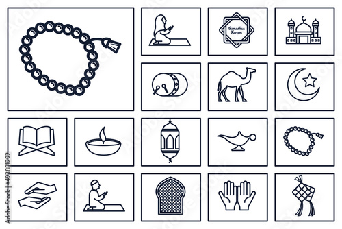 ramadan set icon symbol template for graphic and web design collection logo vector illustration