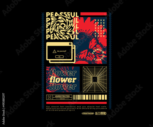 Aesthetic illustration of daisy flower and butterfly retro poster t shirt design, vector graphic, typographic poster or tshirts street wear and Urban style