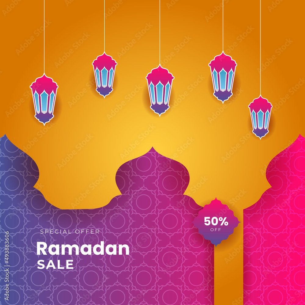 Islamic ramadan kareem sale social media post feed story template. Ramadan square greeting card for promotion marketing with islamic middle east mosque. Vector illustration. Islamic ramadan kareem sale social media post feed story template. Ramadan square greeting card for promotion marketing with islamic middle east mosque. Vector illustration.