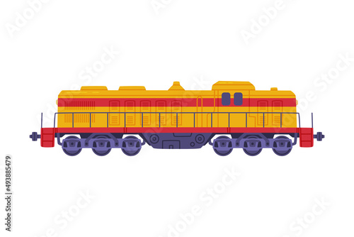 Locomotive or Engine as Rail Transport Vehicle Vector Illustration