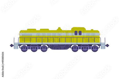 Locomotive or Engine as Rail Transport Vehicle Vector Illustration