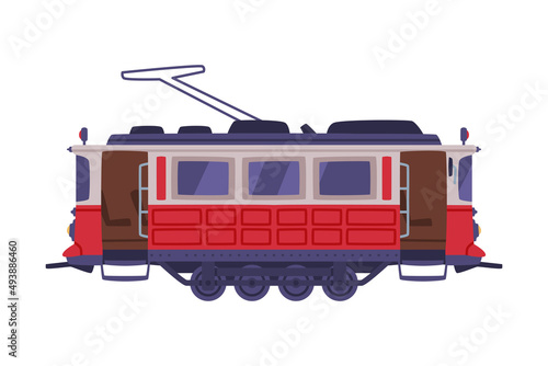 Red Tram or Trolley as Traditional Istanbul Symbol Vector Illustration