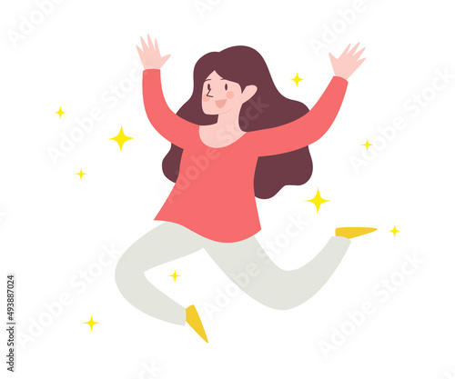 元気で明るい女性のイラスト