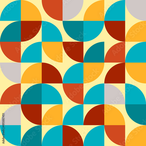 60s 70s style geometric seamless pattern. Mid century modern abstract pattern in retro colors.