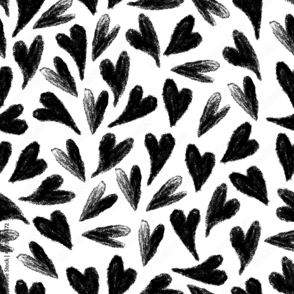seamless black and white sketch heart shape pattern background seamless black and white sketch heart shape pattern background