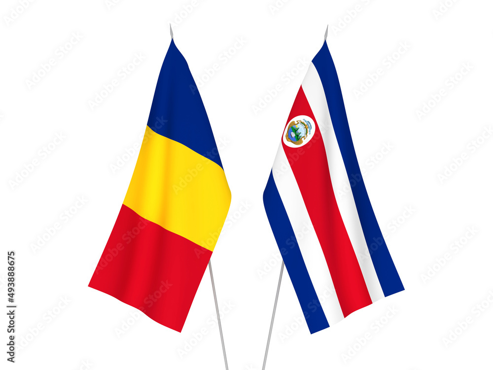 Romania and Republic of Costa Rica flags