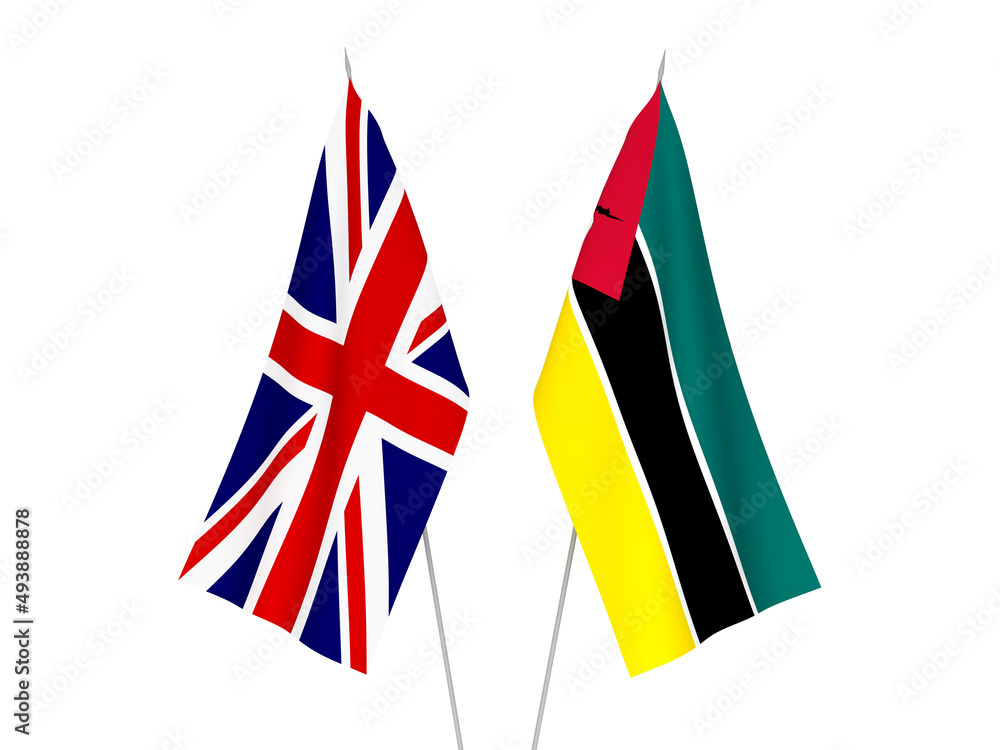 Great Britain and Republic of Mozambique flags