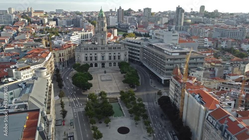 Porto, Portugal- Aliados Square and City Hall photo