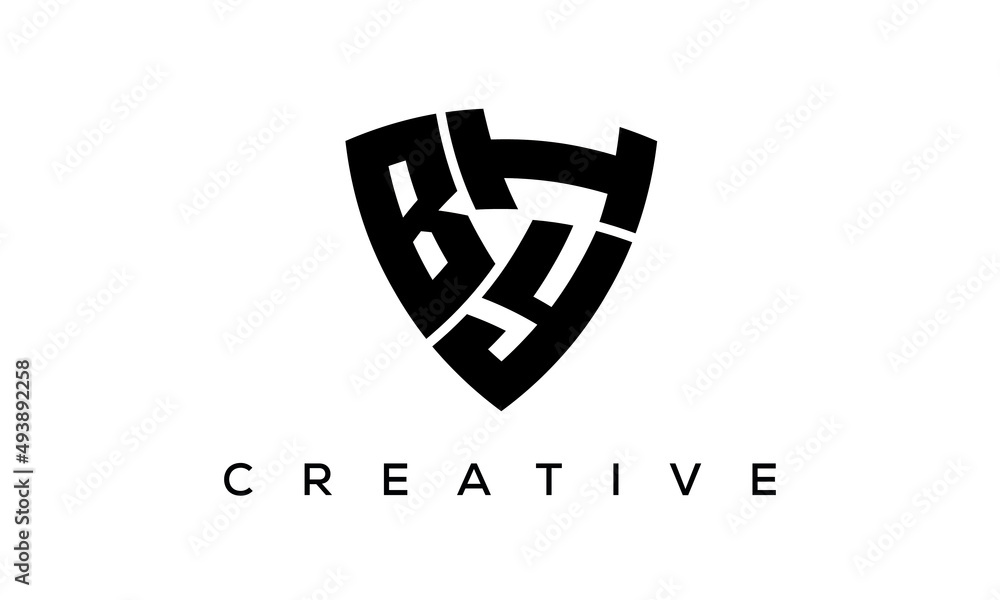 Shield letters BYI creative logo Shield letters BYI creative logo