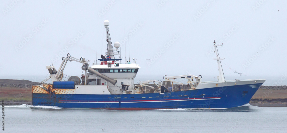 Fototapeta premium Commercial pelagic fishing vessel fishing in Icelandic waters