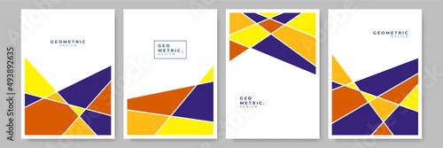Modern abstract geometric poster cover. Minimal retro boho bauhaus composition shapes design. Colorful geometric background. Vector illustration.
